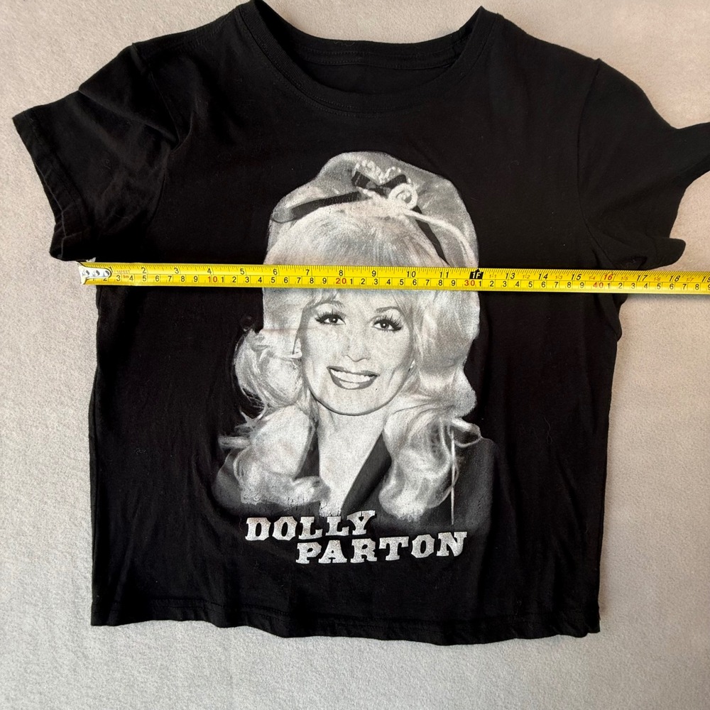 Dolly Parton Graphic T-Shirt Black Cotton Short Sleeve Crew Neck Women Medium - Picture 5 of 7